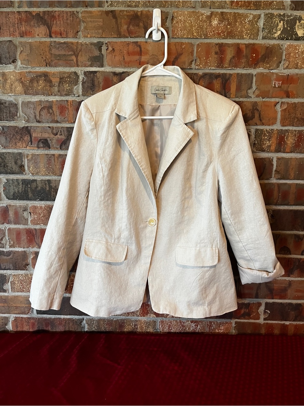 Charlie Paige Women’s Beige Linen-Blend Jacket Size:Large